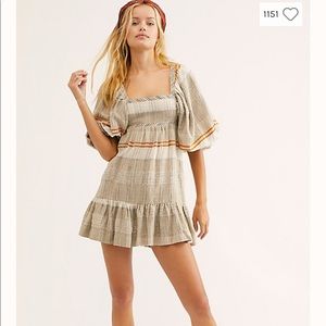 NWT Free People Dress Open Back Puff Sleeves